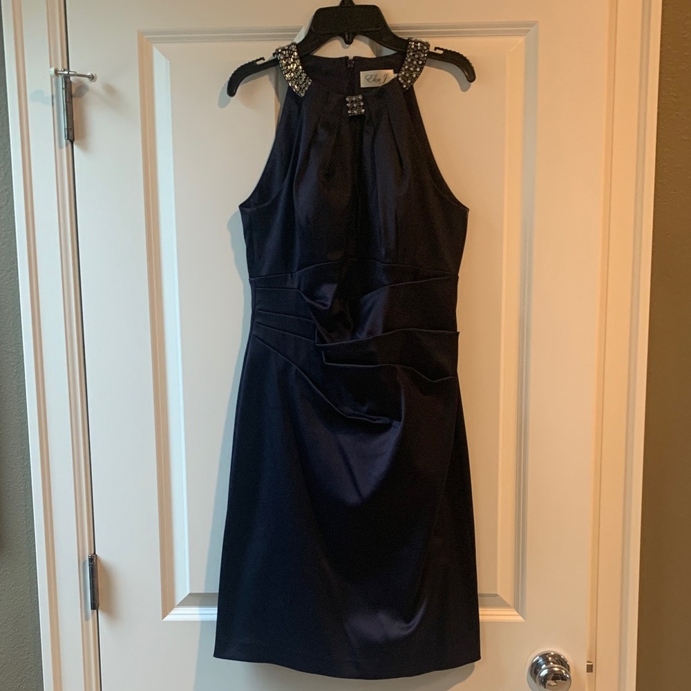 Eliza J Navy Embellished Mini Dress